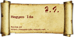 Hegyes Ida névjegykártya